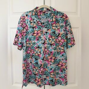 Chubbies Men's Vibrant Floral Shirt - Blue and Pink SMALL